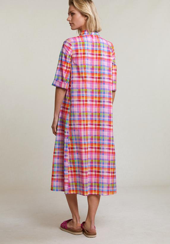 River Woods Multi Geruite V-hals Jurk