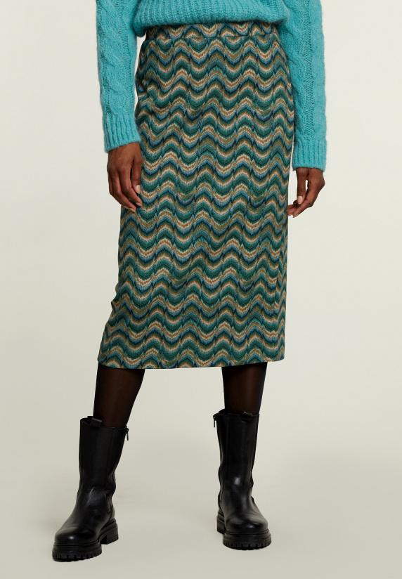 river woods Multi jacquard midirok