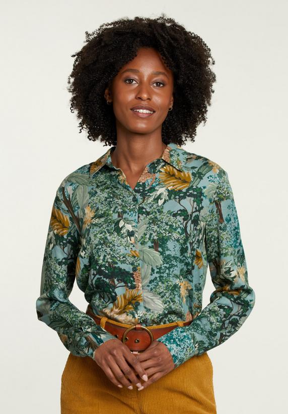 river woods Multi viscose blouse met knopen
