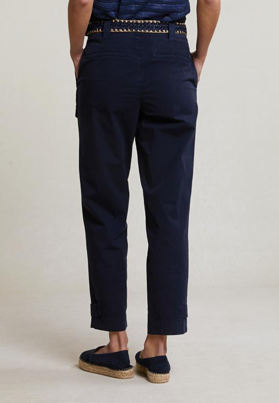 River Woods Navy Lange Broek Opgestikte Zak