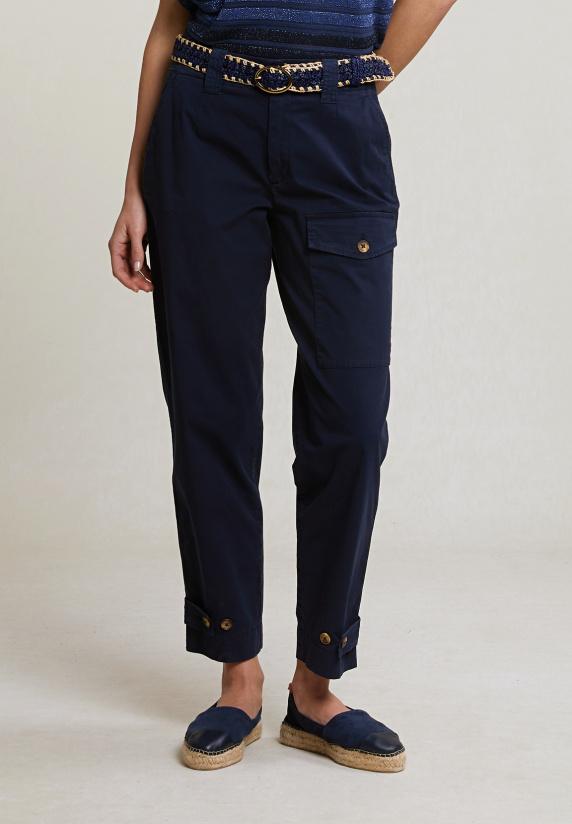 River Woods Navy Lange Broek Opgestikte Zak