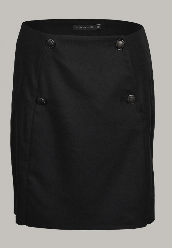 River Woods Navy Minirok Met Knopen