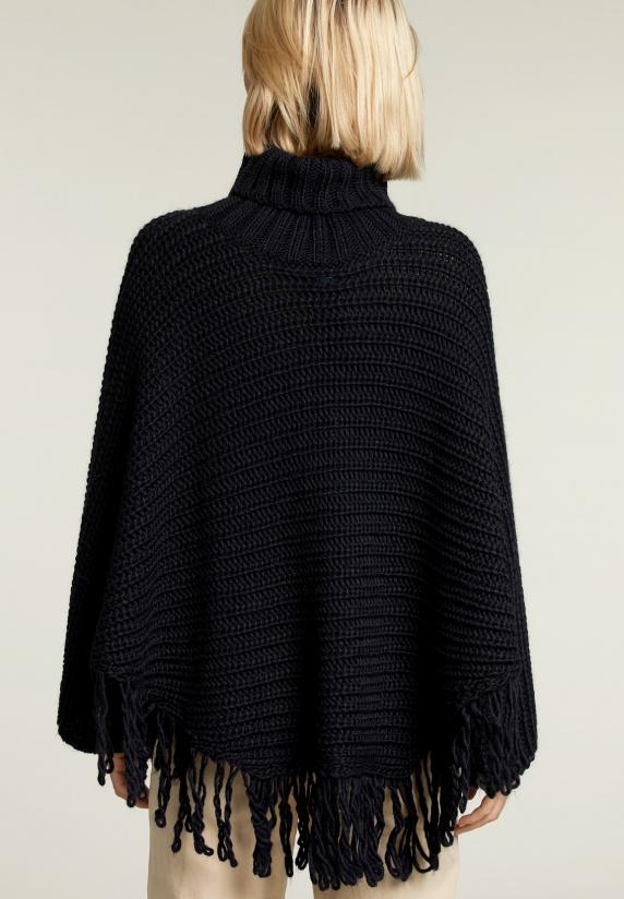 River Woods Navy Mouwloze Rolkraag Poncho