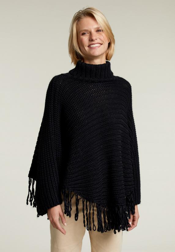 River Woods Navy Mouwloze Rolkraag Poncho