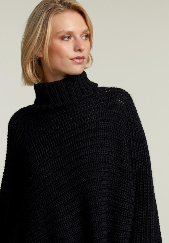 River Woods Navy Mouwloze Rolkraag Poncho