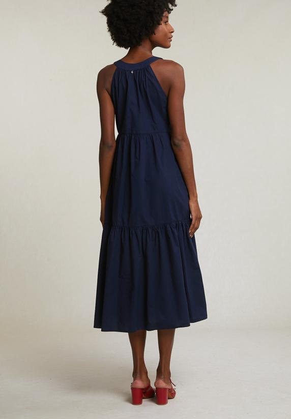 River Woods Navy Mouwloze V-hals Jurk