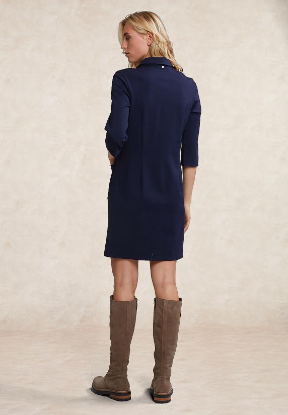 River Woods Navy V-hals Jurk 3/4 Mouwen