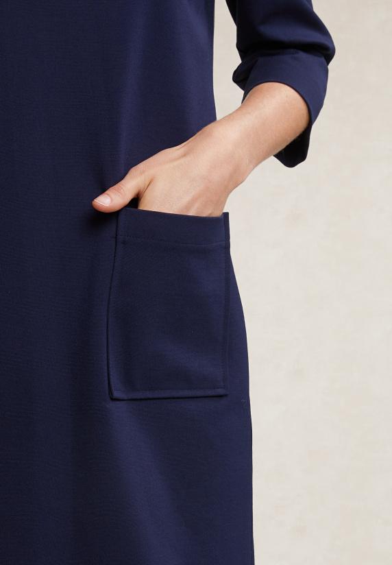 River Woods Navy V-hals Jurk 3/4 Mouwen