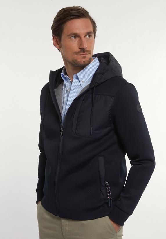 river woods Neopreen jas met kap borstzak navy