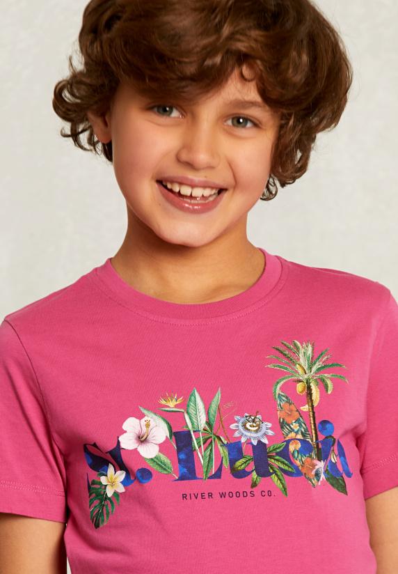 River Woods Normal Fit Basic T-shirt Amaranth