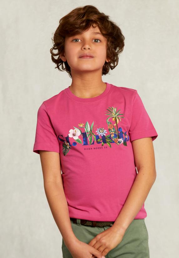 River Woods Normal Fit Basic T-shirt Amaranth