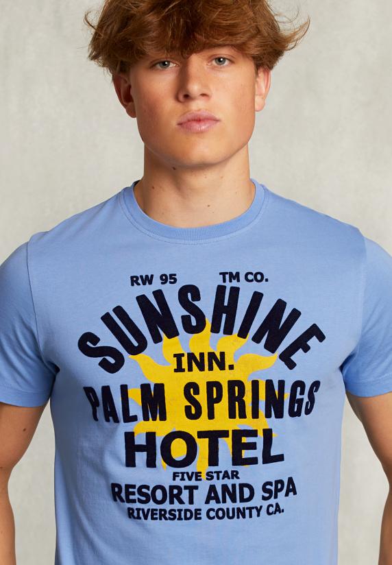 River Woods Normal Fit Basic T-shirt Blauw