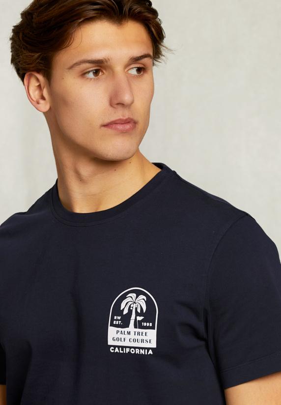 River Woods Normal Fit Basic T-shirt Blauw