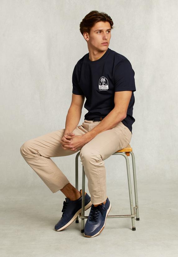 River Woods Normal Fit Basic T-shirt Blauw