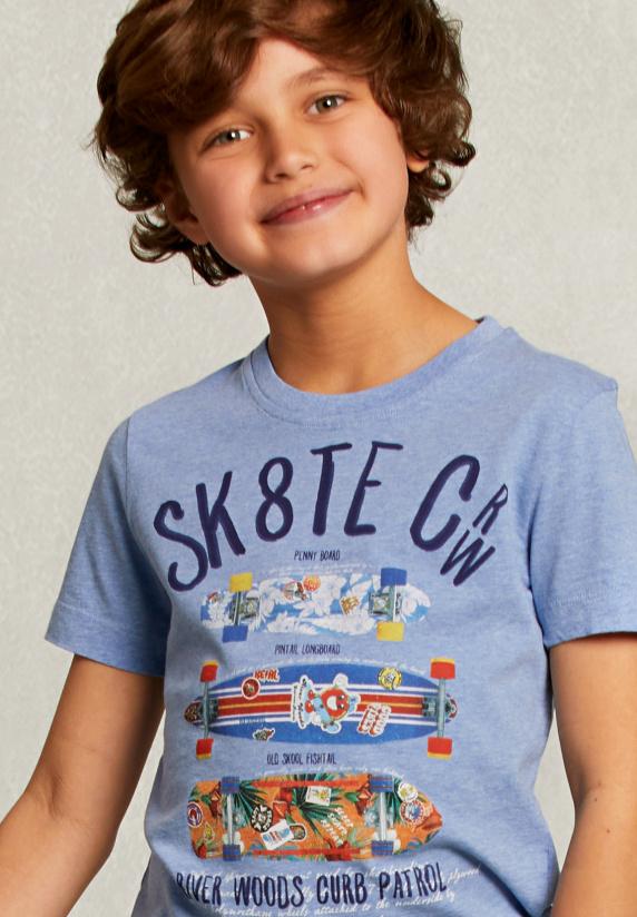 River Woods Normal Fit Basic T-shirt Blue Gin