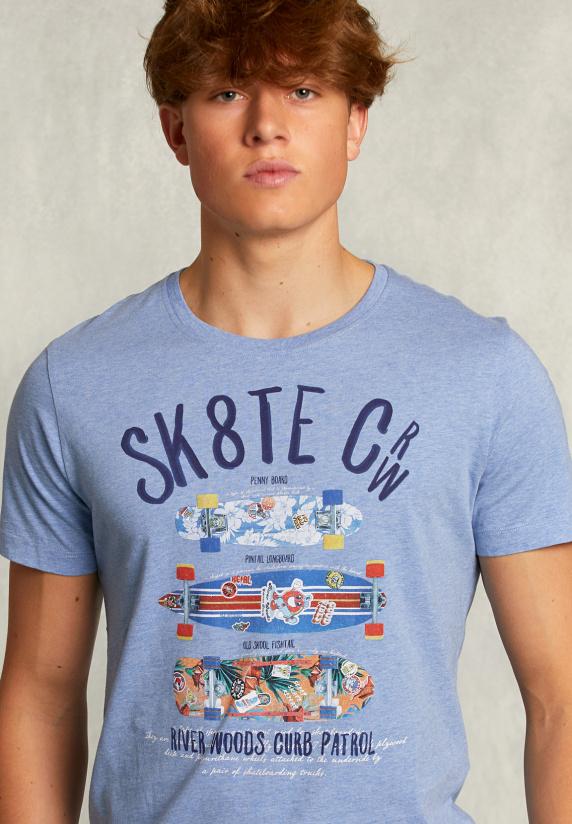 River Woods Normal Fit Basic T-shirt Blue Gin Mix