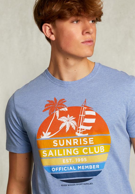 River Woods Normal Fit Basic T-shirt Blue Gin Mix