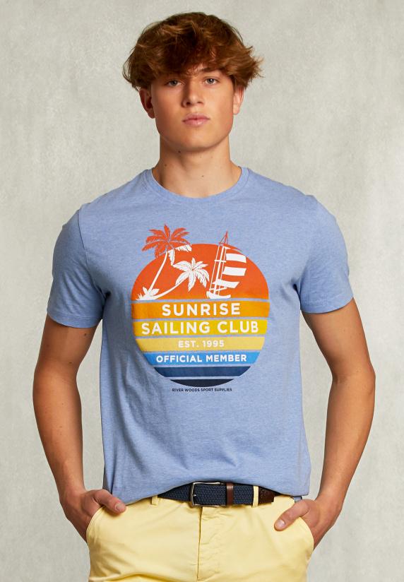 River Woods Normal Fit Basic T-shirt Blue Gin Mix