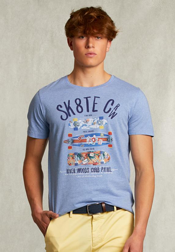 River Woods Normal Fit Basic T-shirt Blue Gin Mix