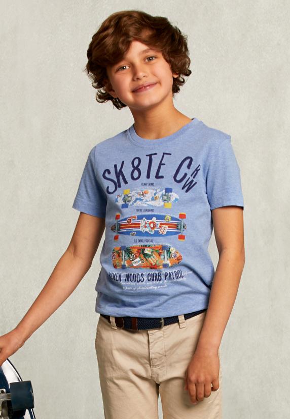 river woods Normal fit basic T-shirt blue gin