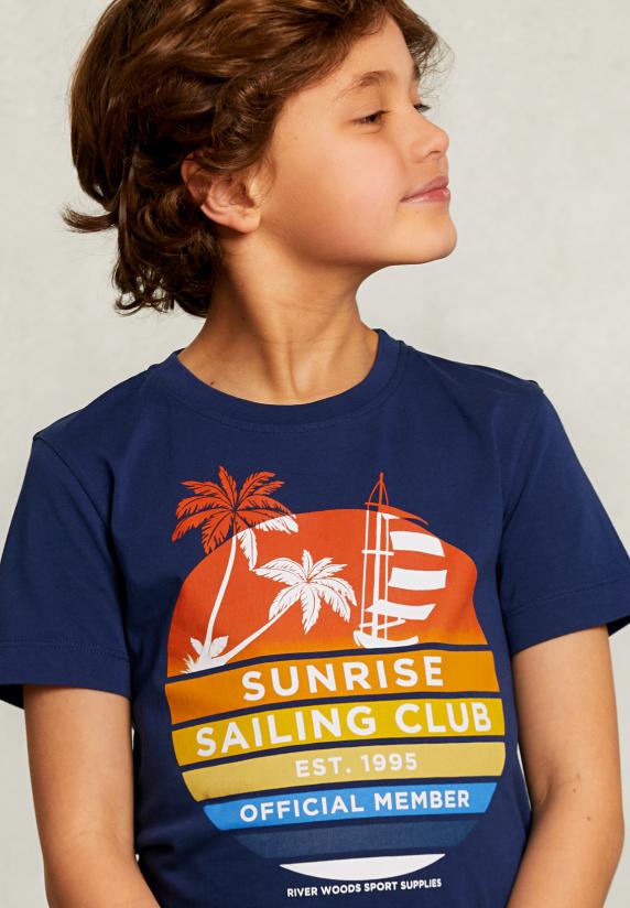 River Woods Normal Fit Basic T-shirt Blue Oxford