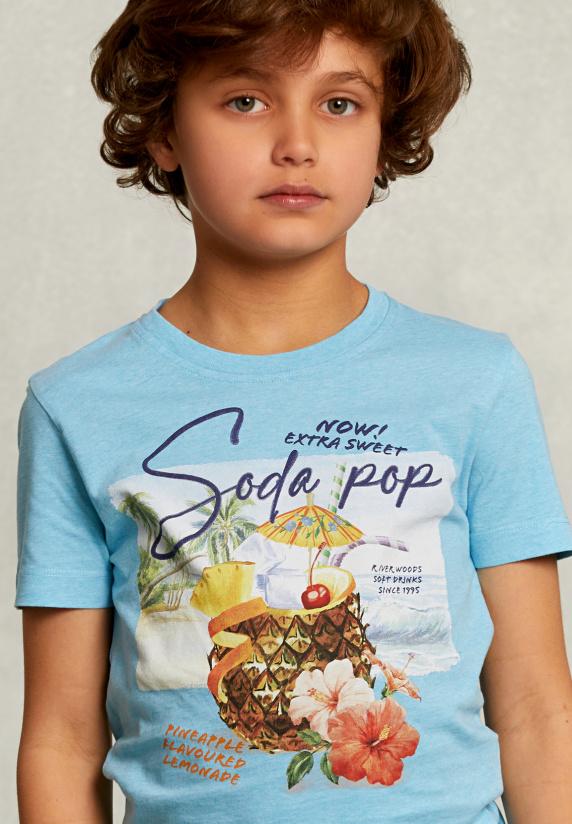 River Woods Normal Fit Basic T-shirt Bora Bora Mix