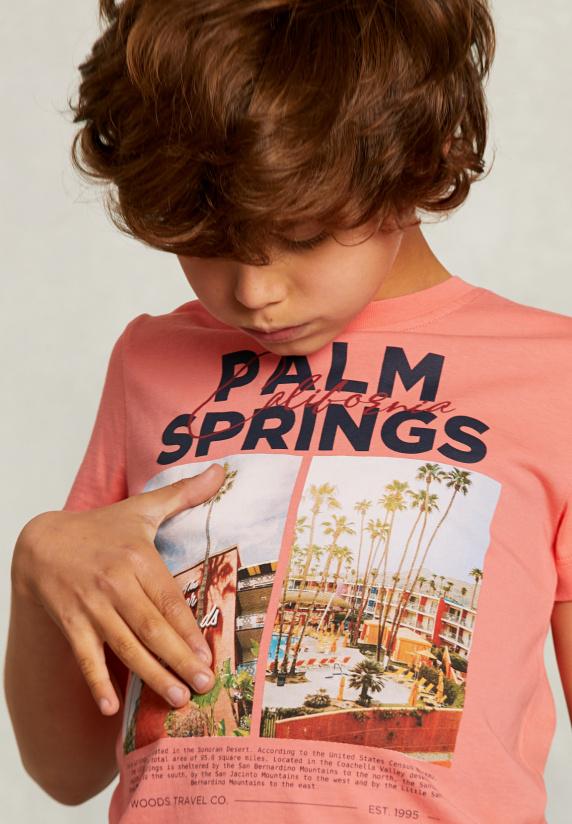 River Woods Normal Fit Basic T-shirt Pink Bellini