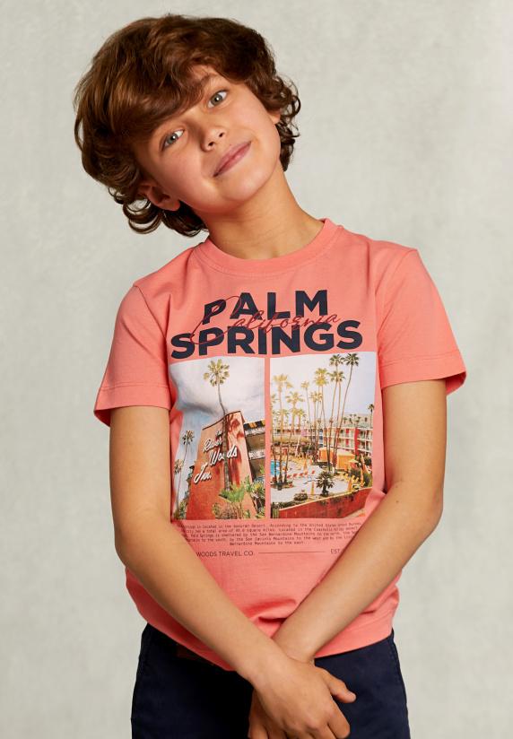 River Woods Normal Fit Basic T-shirt Pink Bellini