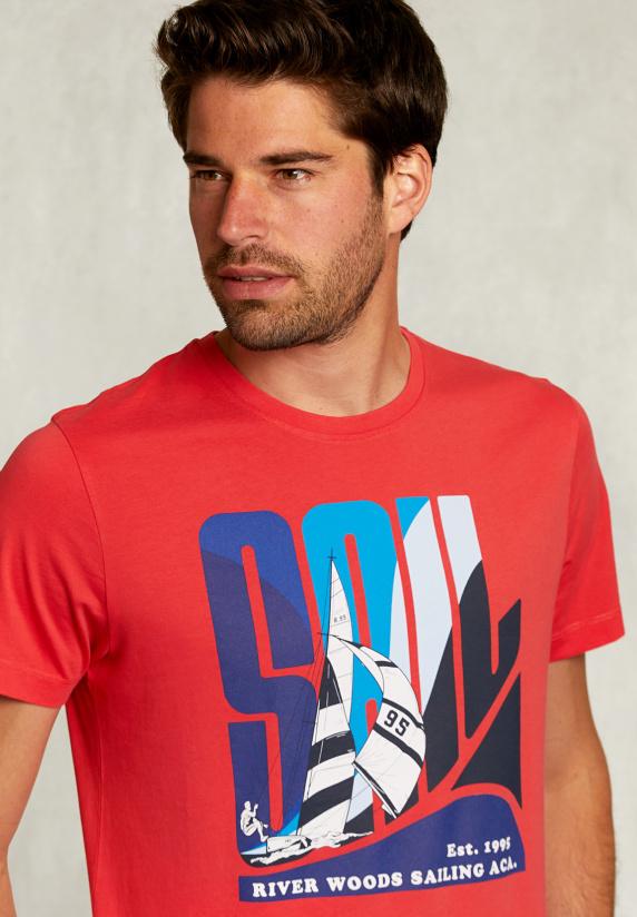 River Woods Normal Fit Basic T-shirt Pomegranate