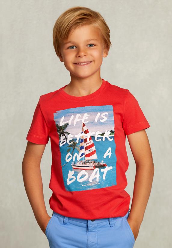 river woods Normal fit basic T-shirt pomegranate