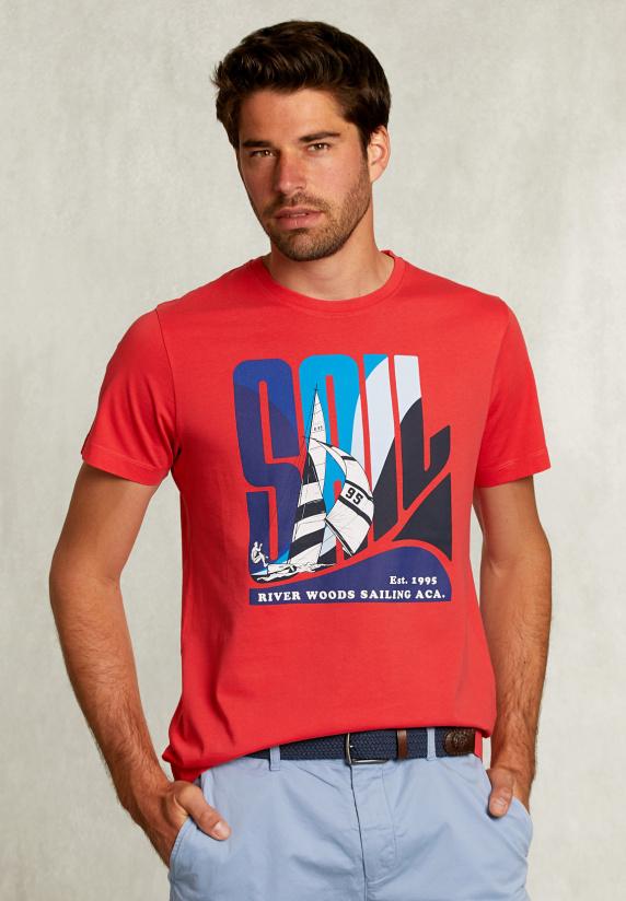 river woods Normal fit basic T-shirt pomegranate