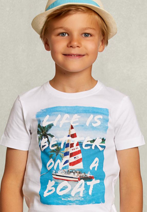 River Woods Normal Fit Basic T-shirt Wit