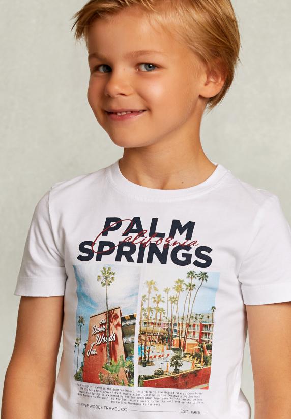 River Woods Normal Fit Basic T-shirt Wit