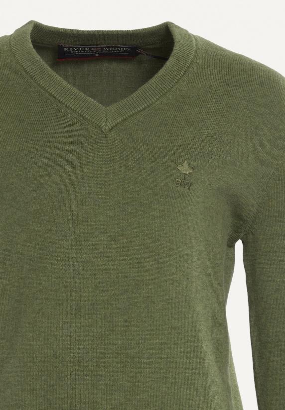 River Woods Normal Fit Basic V-hals Trui Jeep Mix