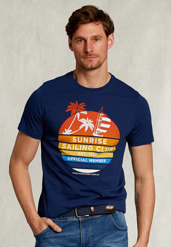 river woods Normal fit T-shirt oxford blauw