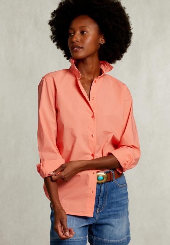 River Woods Oranje Effen Gecentreerde Blouse