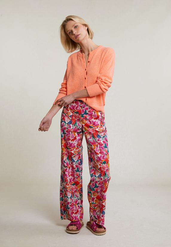 River Woods Oranje Geknoopte Cardigan Ronde Hals