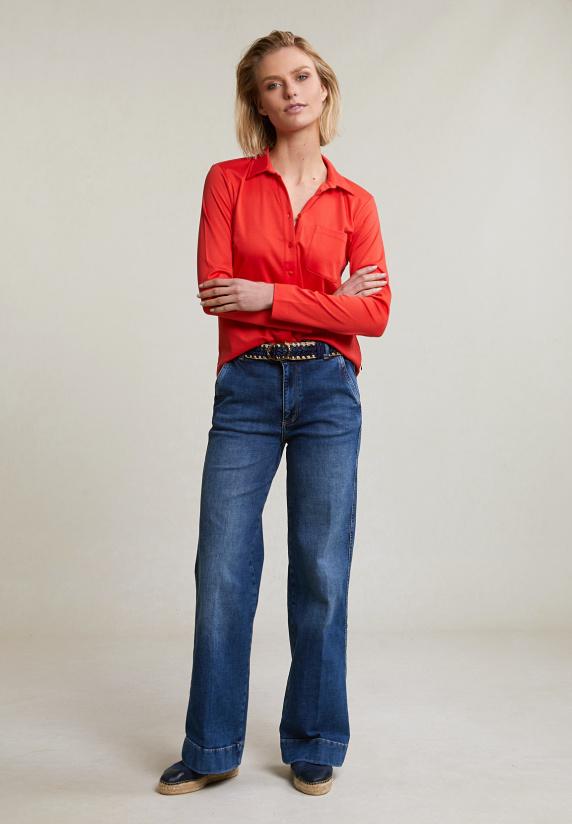 River Woods Oranje Geknoopte Polo V-hals T-shirt