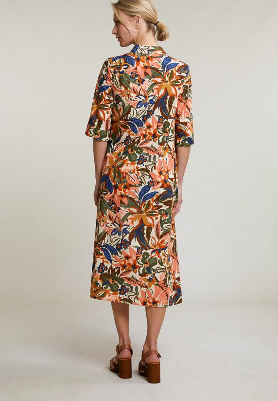 River Woods Oranje/kaki Gebloemde V-hals Jurk