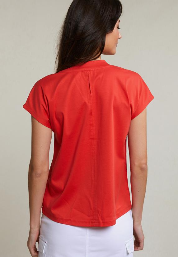 River Woods Oranje Katoenen V-hals T-shirt