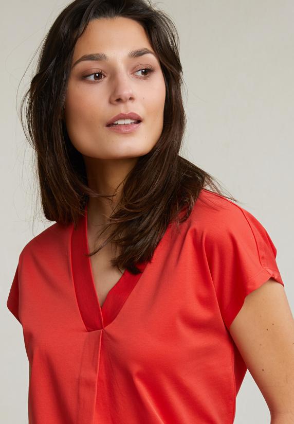 River Woods Oranje Katoenen V-hals T-shirt