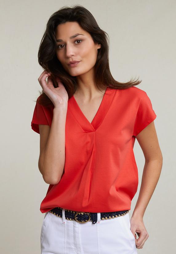 river woods Oranje katoenen V-hals T-shirt