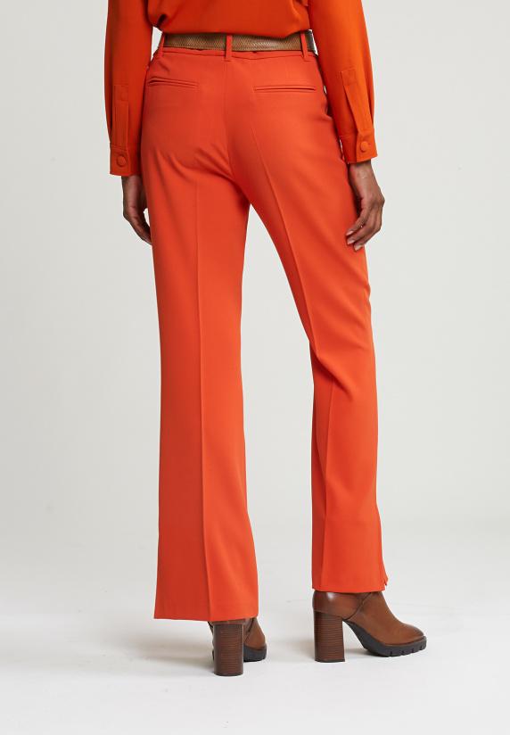 River Woods Oranje Klassieke Broek Met Zijsplit