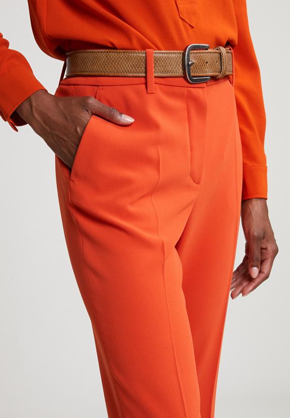 River Woods Oranje Klassieke Broek Met Zijsplit