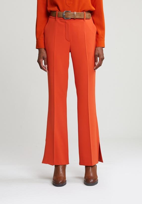 River Woods Oranje Klassieke Broek Met Zijsplit