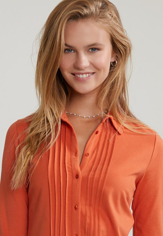 River Woods Oranje Klassieke T-shirt Lange Mouwen