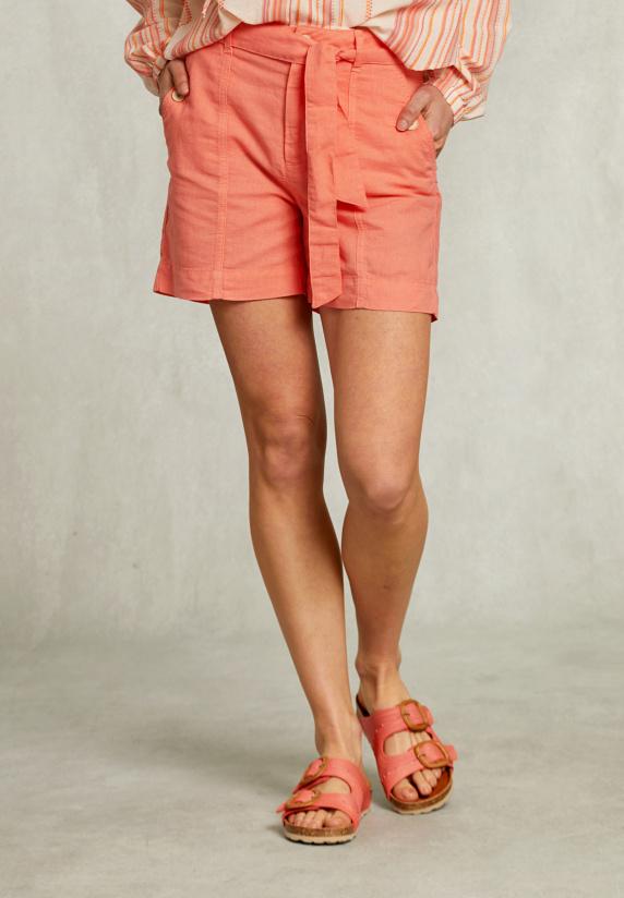 River Woods Oranje Linnen Short Met Riem