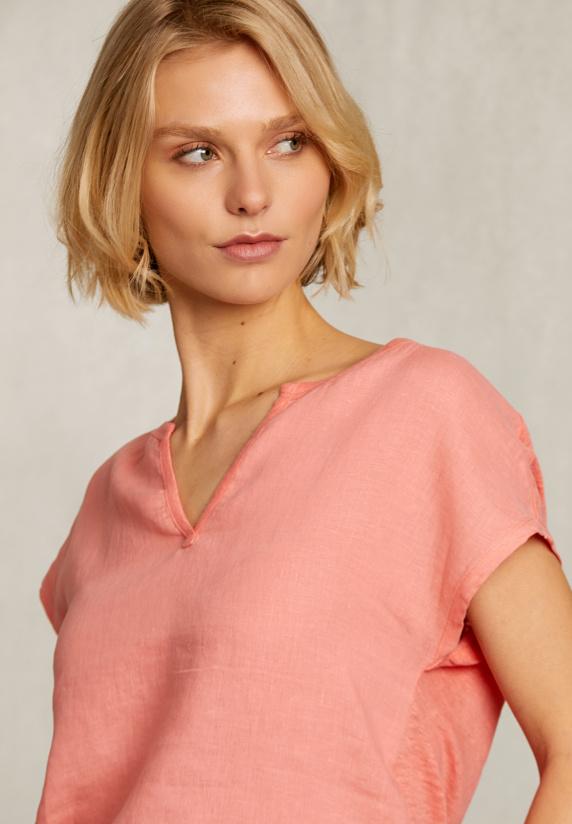 River Woods Oranje Linnen V-hals T-shirt