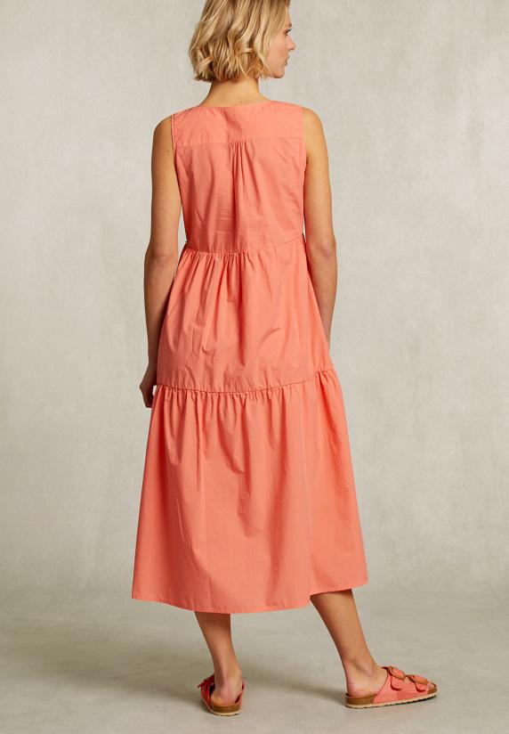 River Woods Oranje Mouwloze Effen Jurk Met Ruches