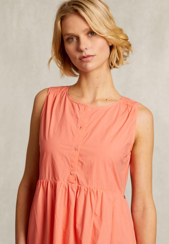 River Woods Oranje Mouwloze Effen Jurk Met Ruches